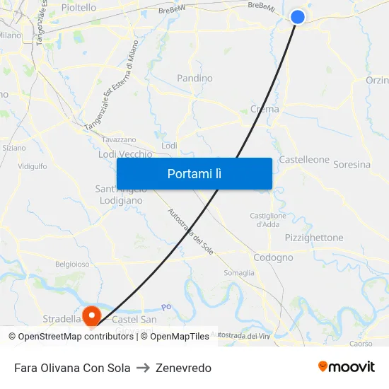 Fara Olivana Con Sola to Zenevredo map