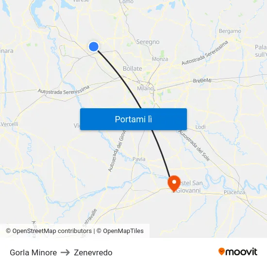 Gorla Minore to Zenevredo map