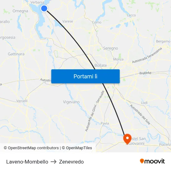Laveno-Mombello to Zenevredo map