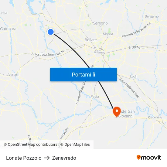Lonate Pozzolo to Zenevredo map