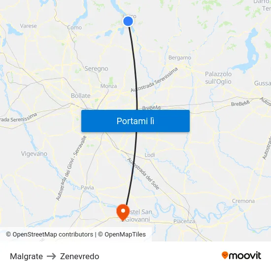 Malgrate to Zenevredo map