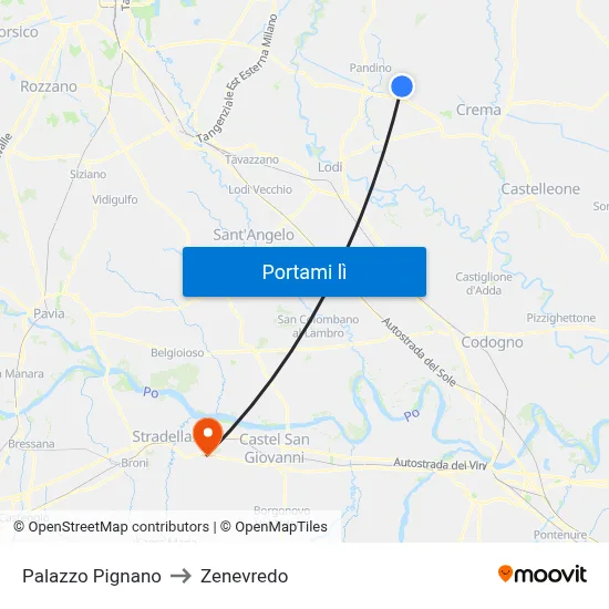 Palazzo Pignano to Zenevredo map