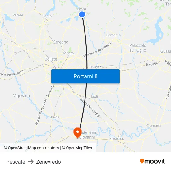 Pescate to Zenevredo map