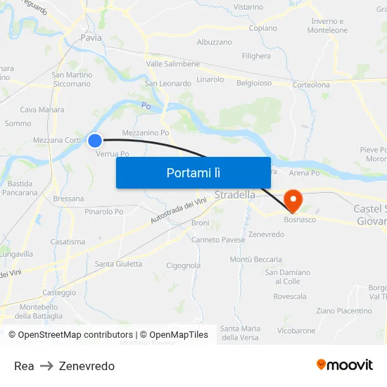 Rea to Zenevredo map
