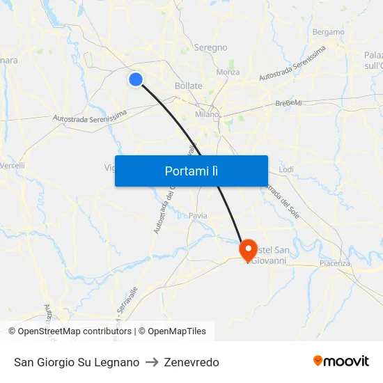 San Giorgio Su Legnano to Zenevredo map