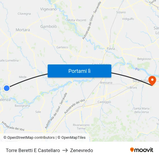 Torre Beretti E Castellaro to Zenevredo map