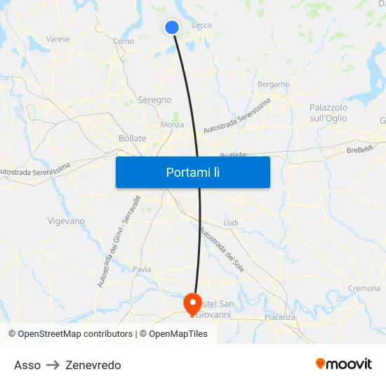 Asso to Zenevredo map