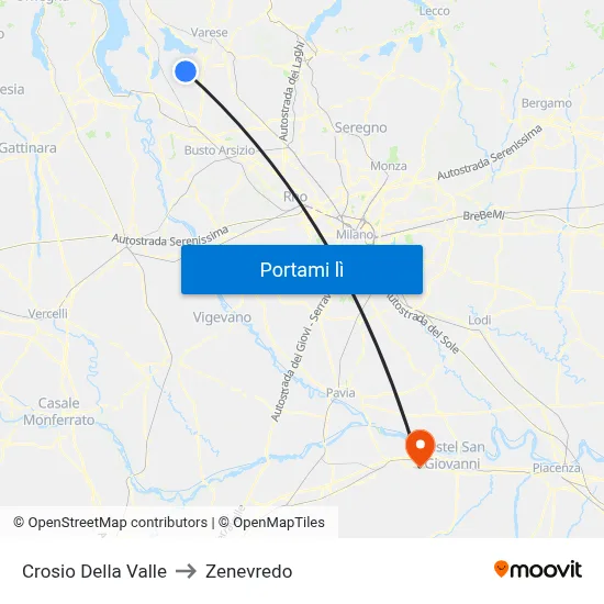 Crosio Della Valle to Zenevredo map