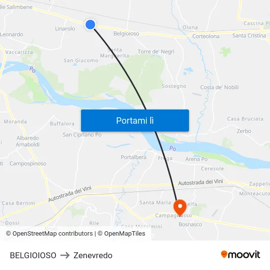 BELGIOIOSO to Zenevredo map