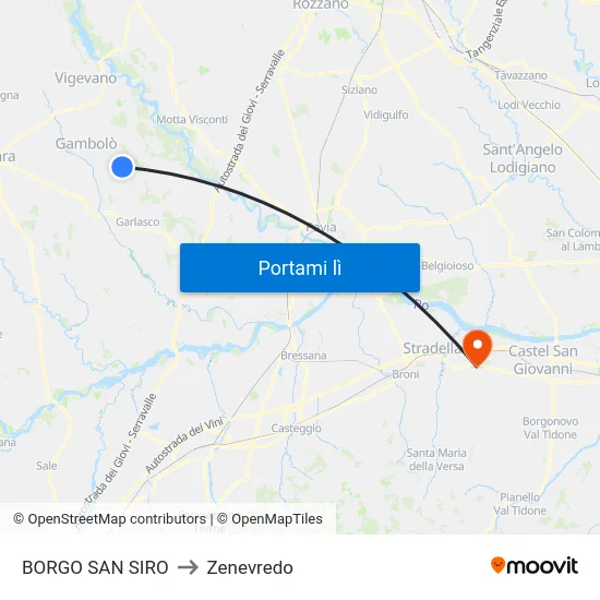 BORGO SAN SIRO to Zenevredo map