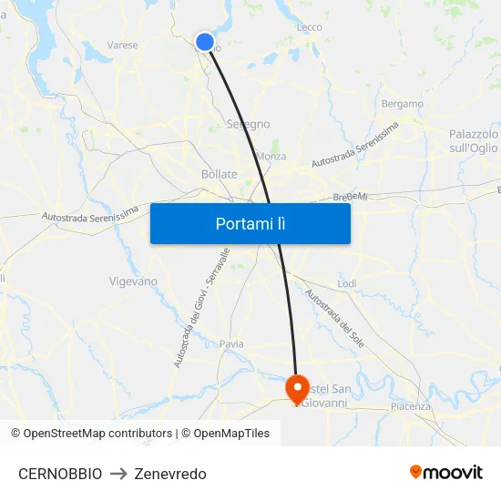 CERNOBBIO to Zenevredo map