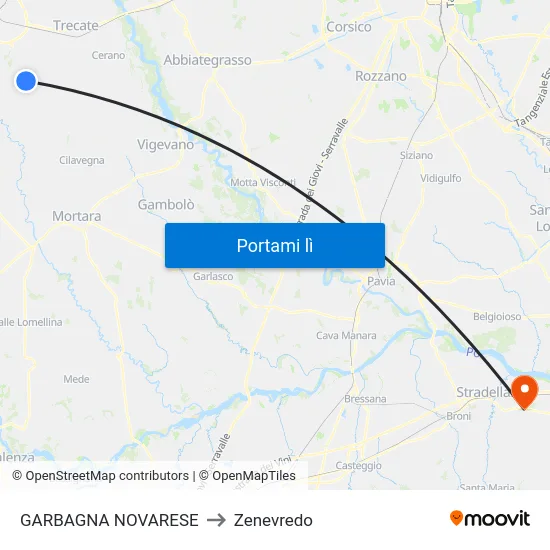 GARBAGNA NOVARESE to Zenevredo map