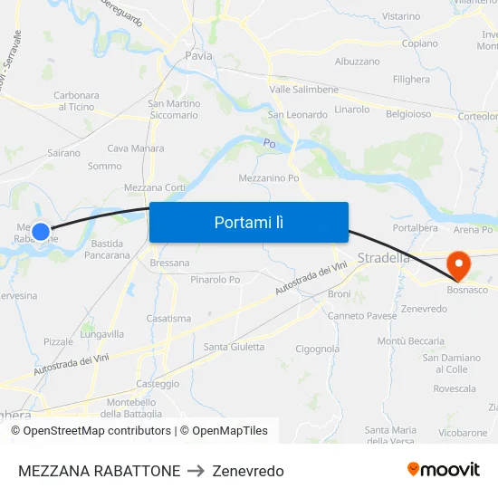 MEZZANA RABATTONE to Zenevredo map
