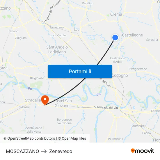 MOSCAZZANO to Zenevredo map