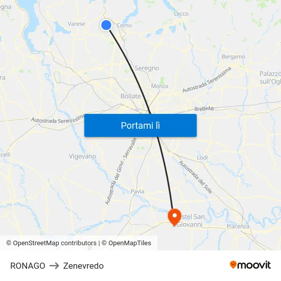 RONAGO to Zenevredo map