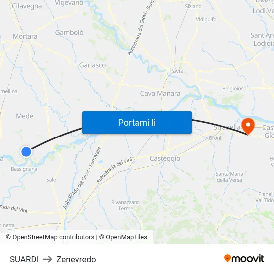 SUARDI to Zenevredo map