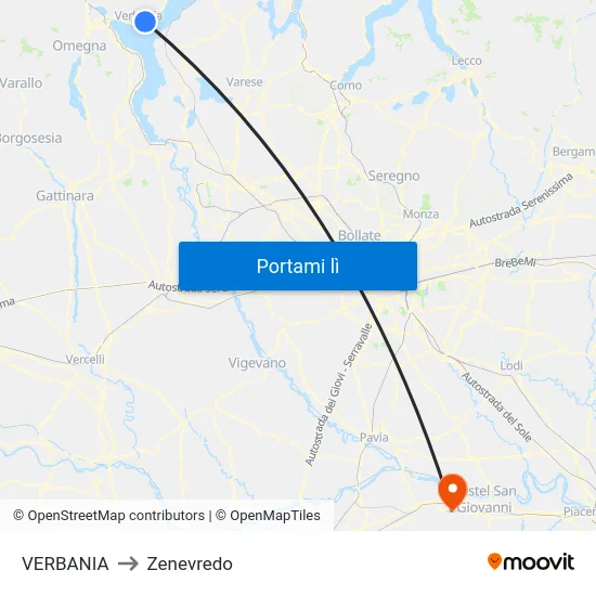 VERBANIA to Zenevredo map