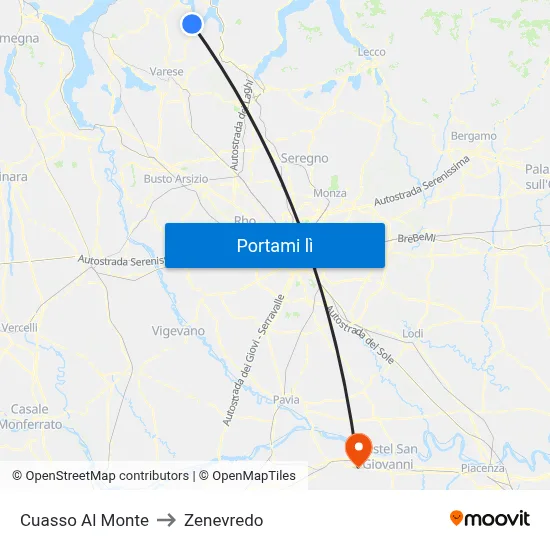 Cuasso Al Monte to Zenevredo map