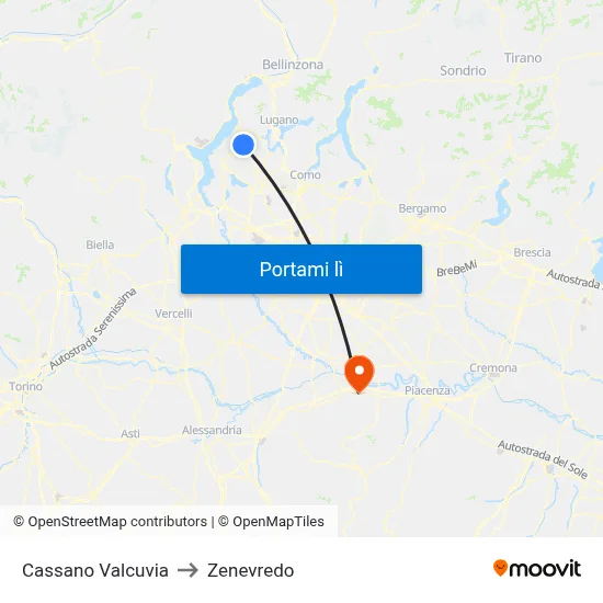 Cassano Valcuvia to Zenevredo map