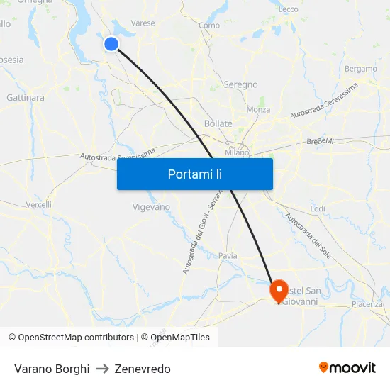Varano Borghi to Zenevredo map