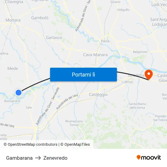 Gambarana to Zenevredo map