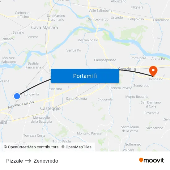 Pizzale to Zenevredo map