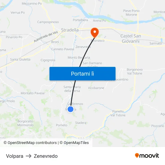 Volpara to Zenevredo map