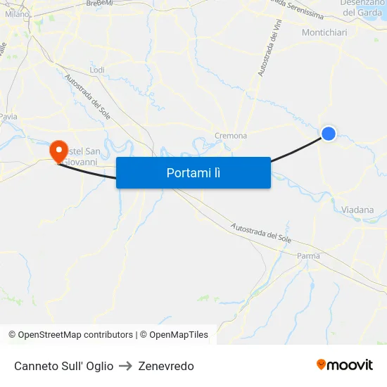 Canneto Sull' Oglio to Zenevredo map