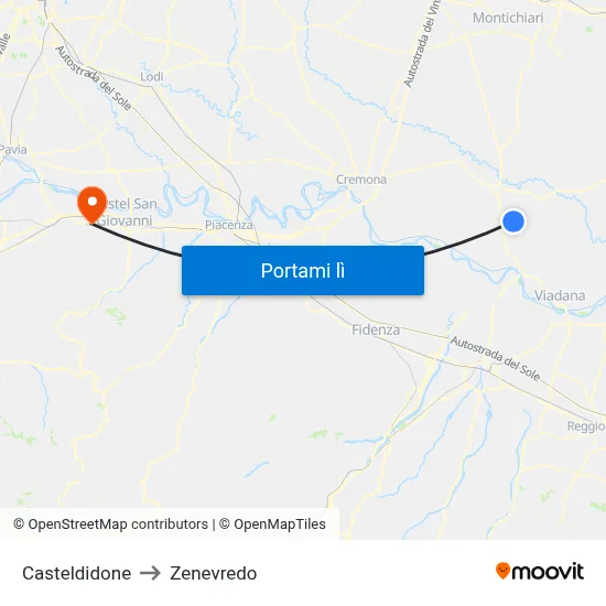 Casteldidone to Zenevredo map