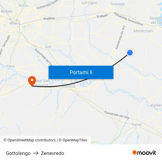 Gottolengo to Zenevredo map