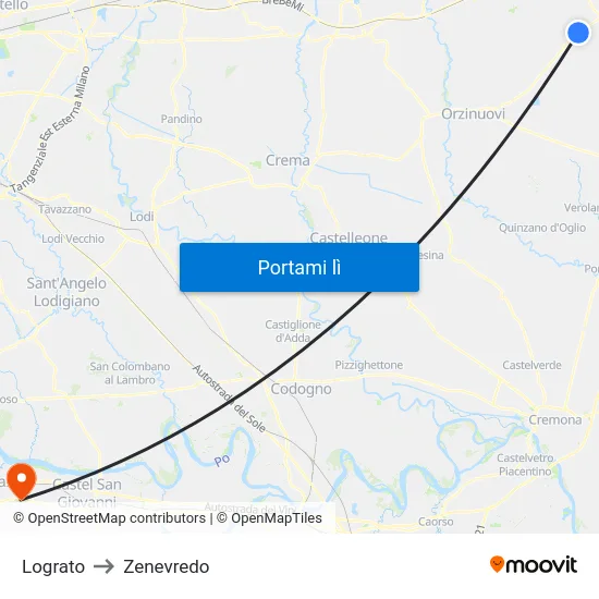 Lograto to Zenevredo map