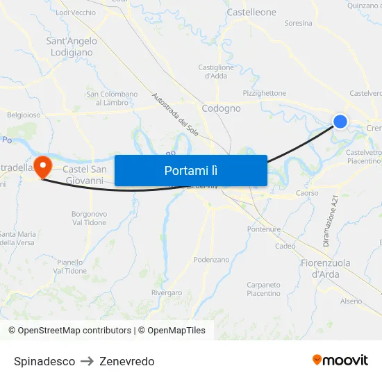 Spinadesco to Zenevredo map