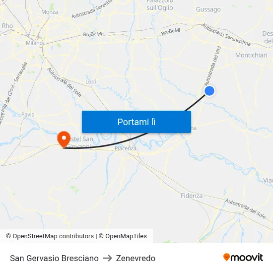 San Gervasio Bresciano to Zenevredo map