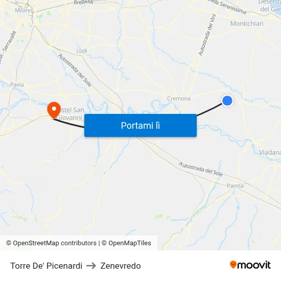 Torre De' Picenardi to Zenevredo map
