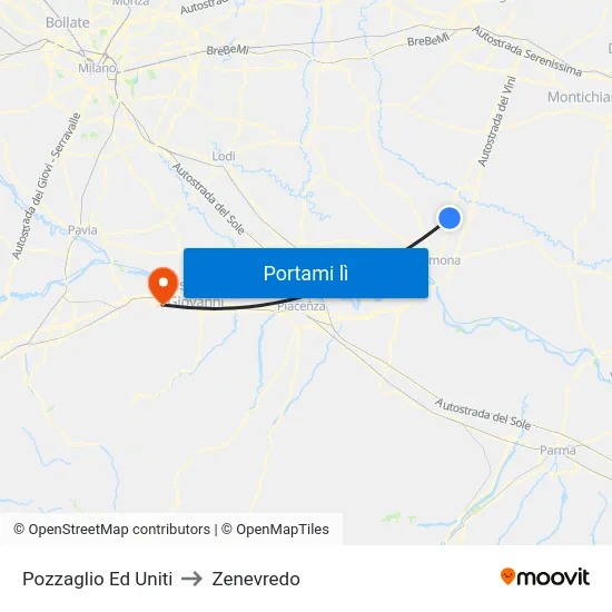 Pozzaglio Ed Uniti to Zenevredo map