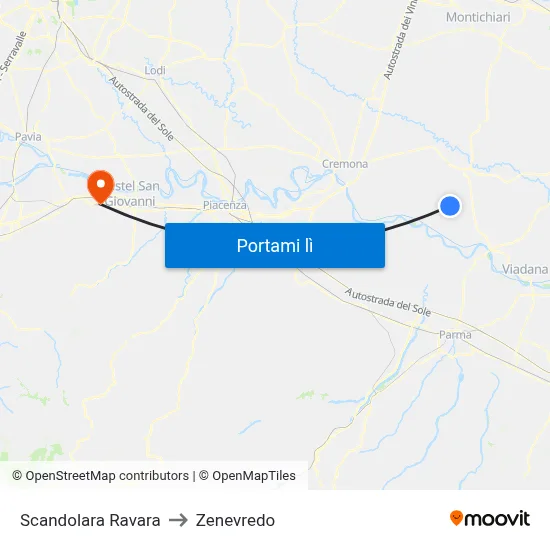 Scandolara Ravara to Zenevredo map