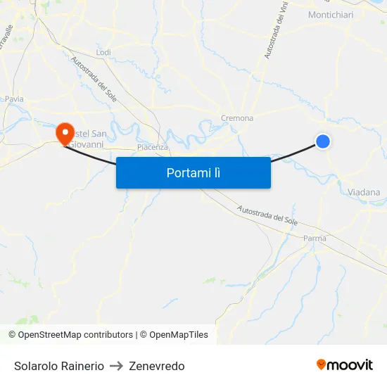 Solarolo Rainerio to Zenevredo map