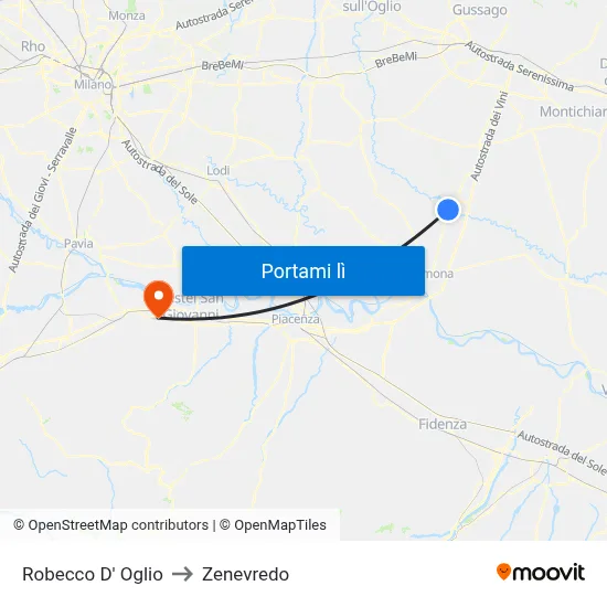 Robecco D' Oglio to Zenevredo map