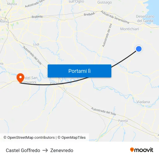 Castel Goffredo to Zenevredo map