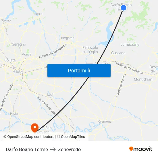 Darfo Boario Terme to Zenevredo map