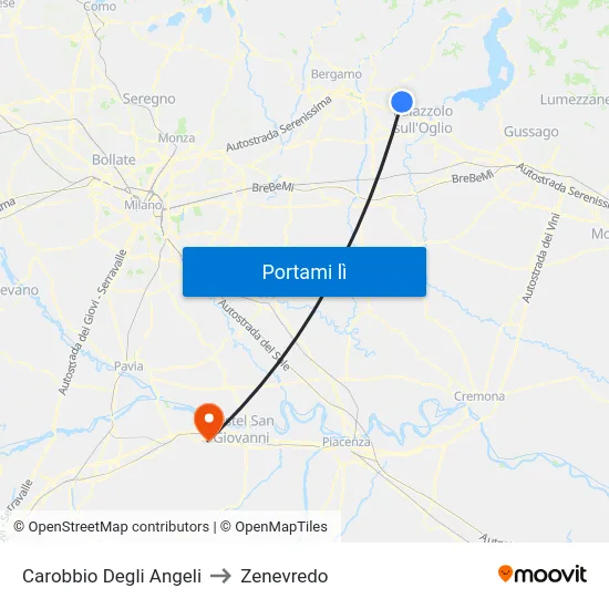 Carobbio Degli Angeli to Zenevredo map