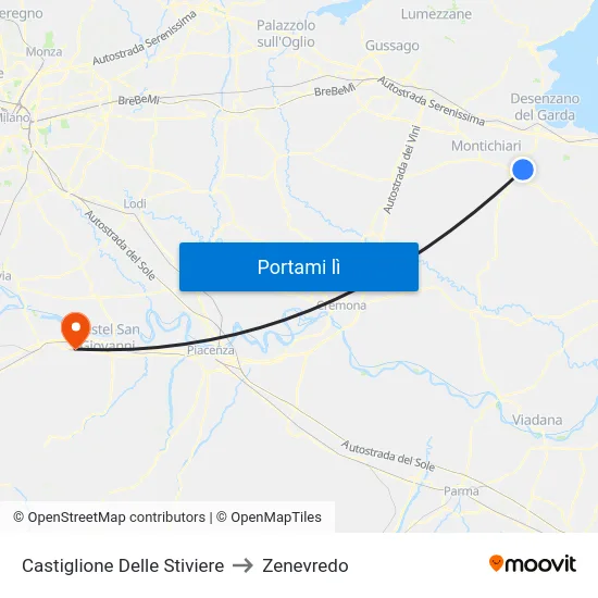 Castiglione Delle Stiviere to Zenevredo map