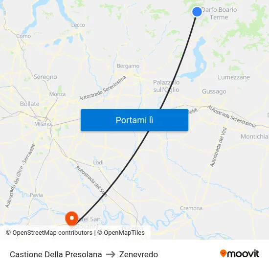 Castione Della Presolana to Zenevredo map