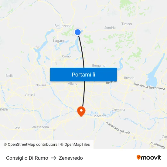 Consiglio Di Rumo to Zenevredo map