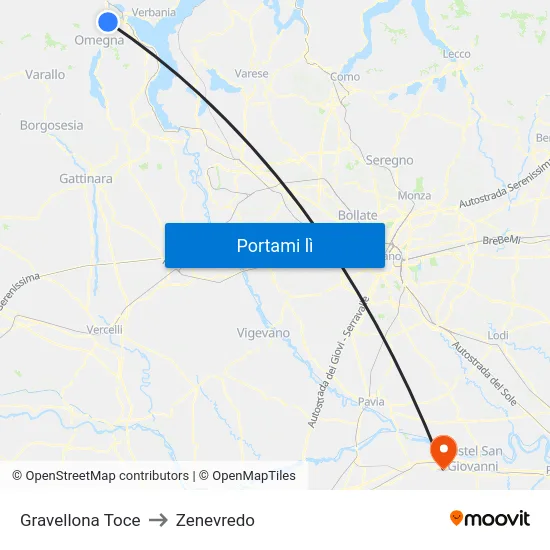 Gravellona Toce to Zenevredo map