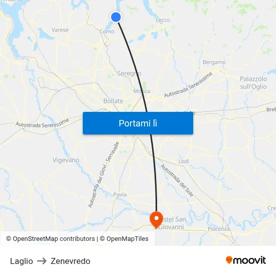 Laglio to Zenevredo map