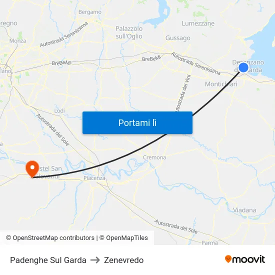 Padenghe Sul Garda to Zenevredo map