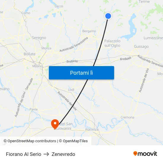 Fiorano Al Serio to Zenevredo map