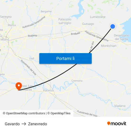 Gavardo to Zenevredo map