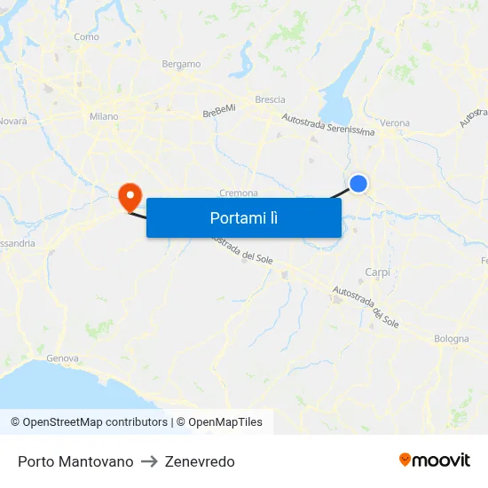 Porto Mantovano to Zenevredo map
